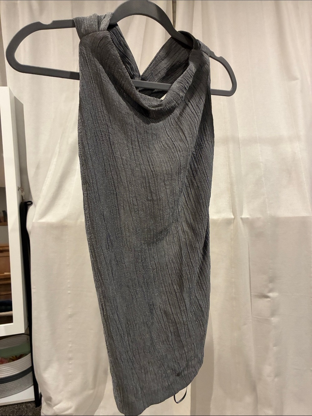 Zara Charcoal Crinkle Halter Neck Top